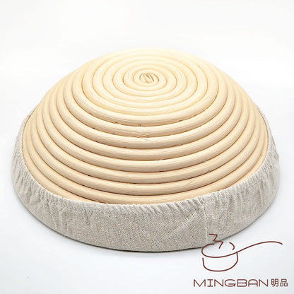 Round rattan proofing basket with removable linen cover 