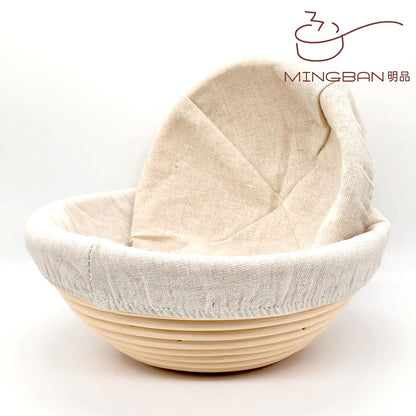 Round rattan proofing basket with removable linen cover 