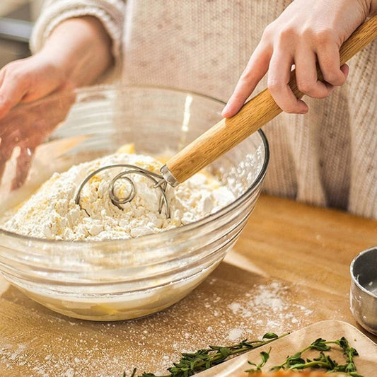 10" Danish Wooden Handle Flour/Dough Mixing Stick